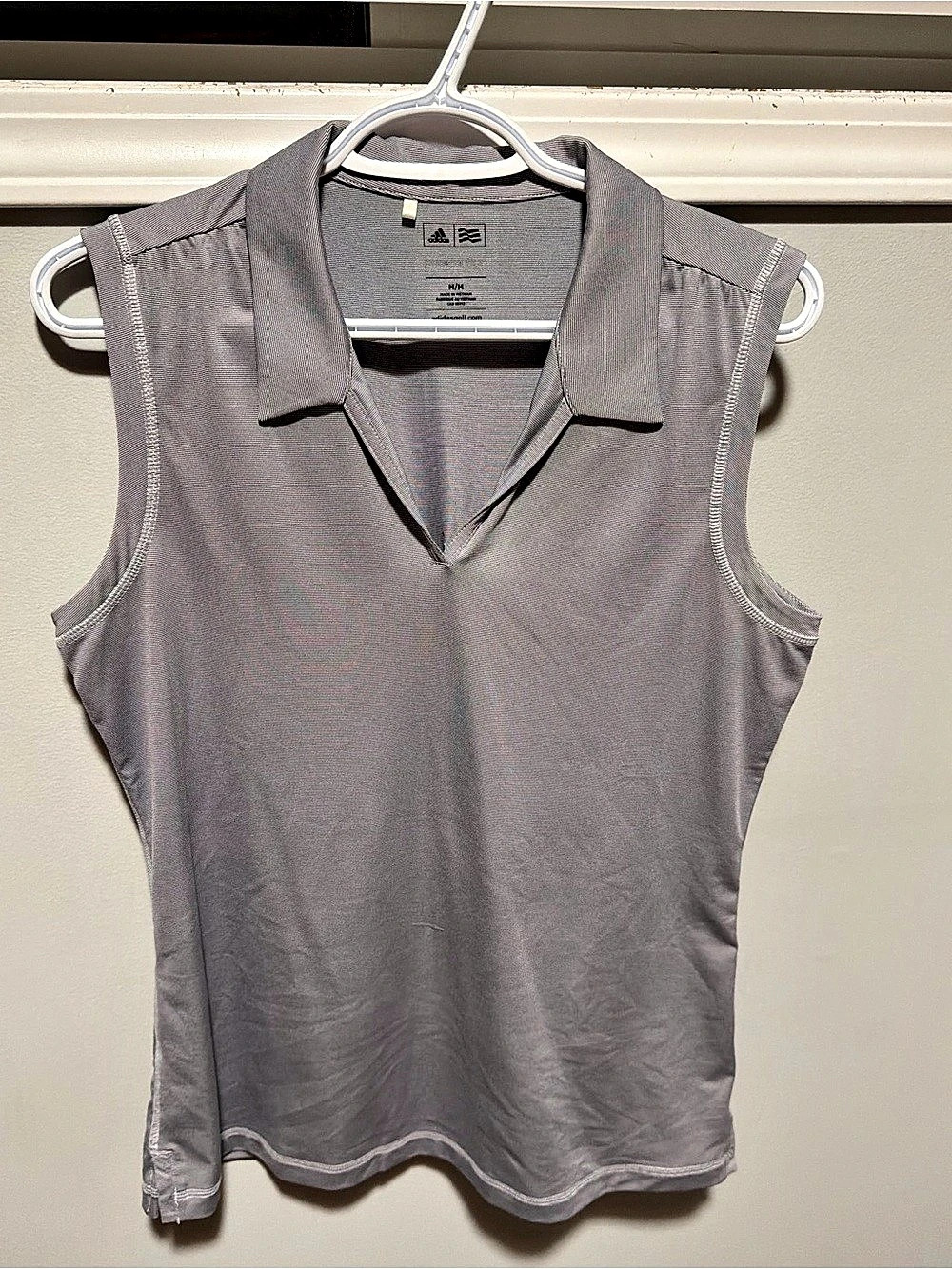adidas Puremotion Sleeveless Golf Polo Purple Gray Medium